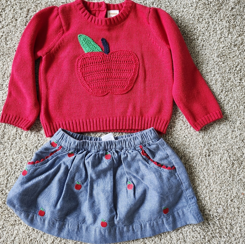 Gymboree denim apple skort